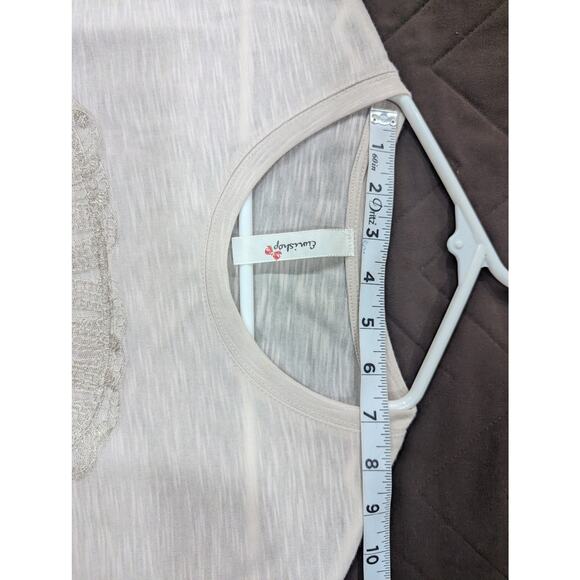 Gorgeous multimedia skull embroidered cream babydoll  tshirt by Eunishop size S - Picture 6 of 7